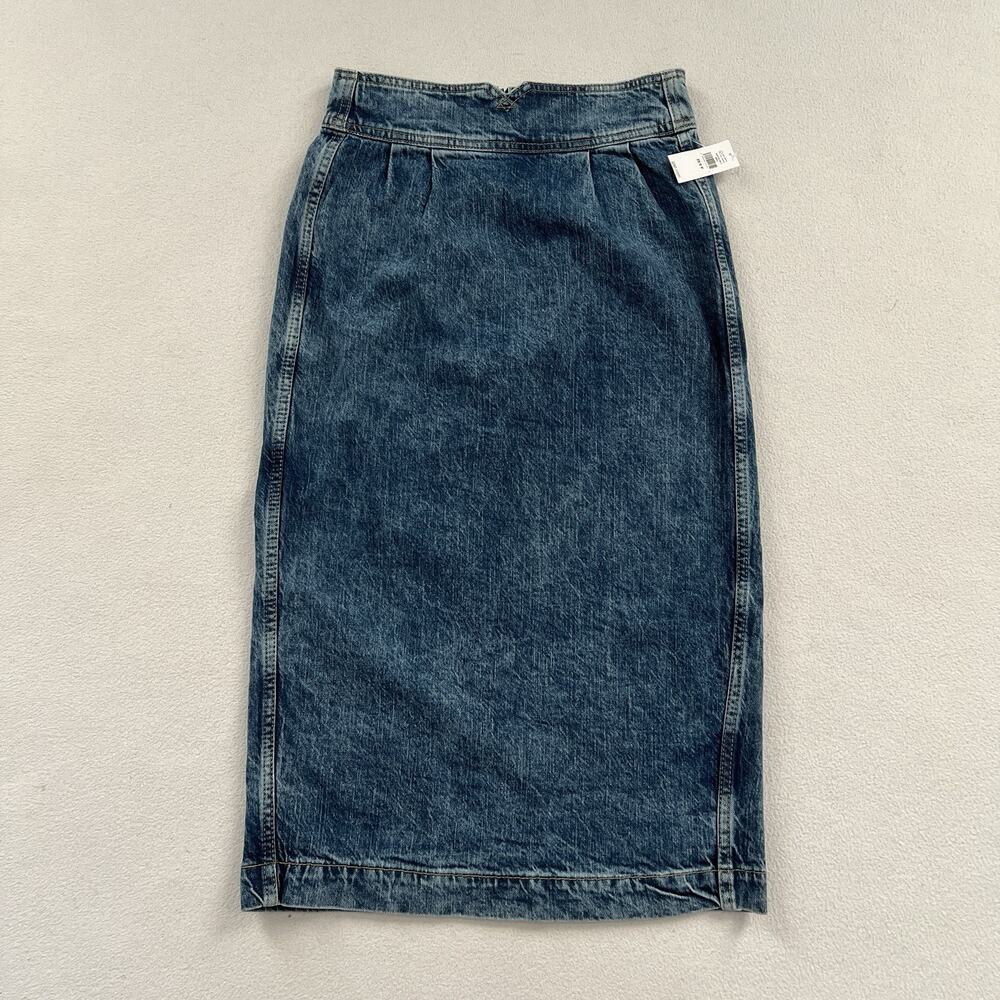 NWT Gap Women Blue Medium Wash Denim Straight Midi Pencil Skirt 25 / 0 Petite